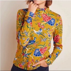 Maeve Anthropologie Birds Print Top
